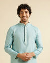 Aqua Green Jaal Patterned Kurta Set